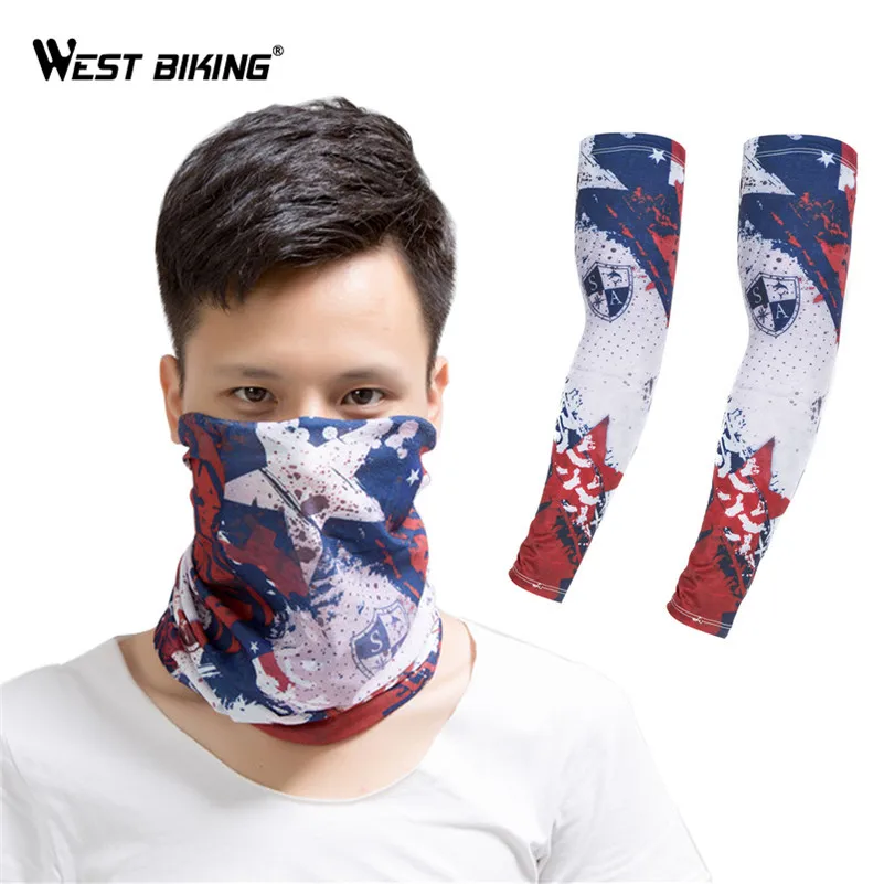 

WEST BIKING Cycling Anti UV Arm Warmers Cuffs Outdoor Bicycle Armwarmers Windproof Mask MTB Quick Drying Arms Sleeves Mask Sets