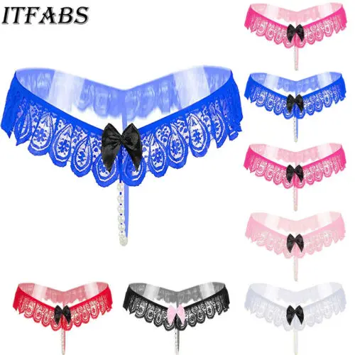 Lady Pearl Bead V-string Panties Thong Knickers Lingerie Underwear G-string