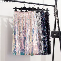 Весенняя модная юбка миди с блестками 2019 Женская эластичная юбка с высокой талией в уличном стиле Клубная Сексуальная облегающая