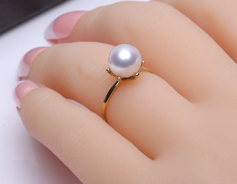 

Boutique Akoya Japan's natural sea water Pearl Ring 18K 8-8.5mm Gold Genuine