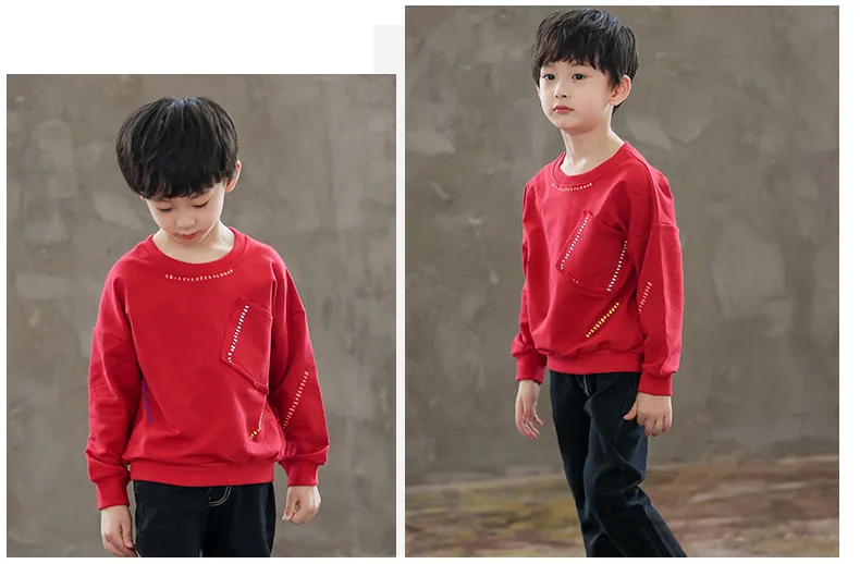 Boys long sleeve t shirt sweatshirt children's fashion oblique pocket autumn and spring warm clothes kids shirt tops outwear (17)