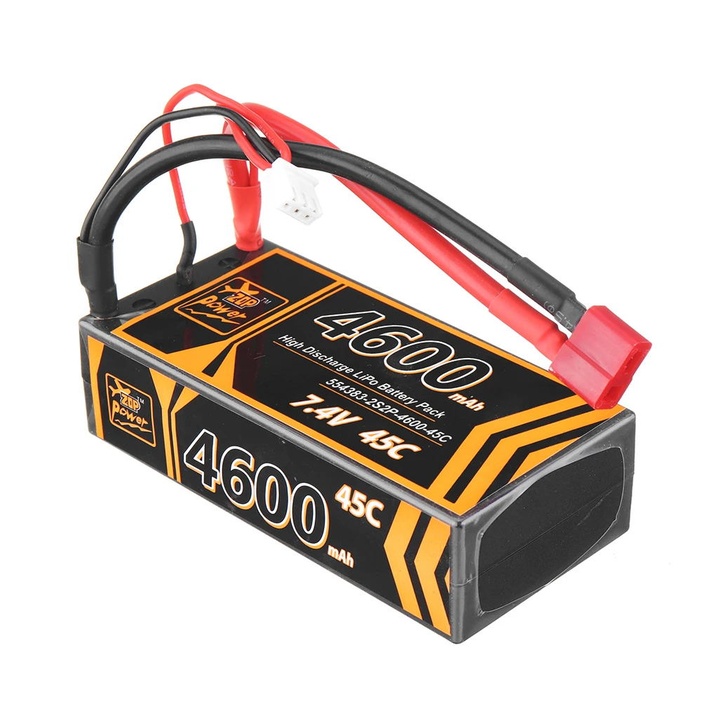 ZOP мощность 7,4 в 4600 мАч 45C 2S Lipo батарея T Разъем для RC HPI HSP 1/8 1/10 багги RC автомобиль осевой Scx10