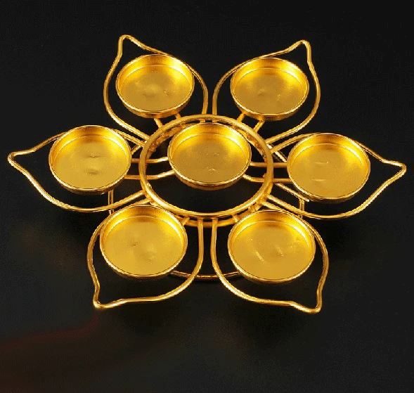 Golden Lotus Shape 7 candles Holder Tea Light Candles Holder 20*20*4cm