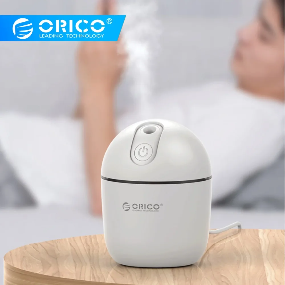 

ORICO Mini Portable USB Desktop Air Humidifier 200ML/300ML USB Cooler with LED Night Lamp 12h Duration for Office Home Car White