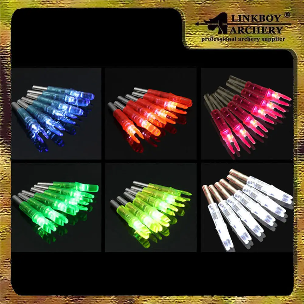

6Pcs Led Nocks + 2Pcs Replaceable Batteries ID6.2mm LED Lighted Archery Arrow Nocks Compound Crossbow Hunting