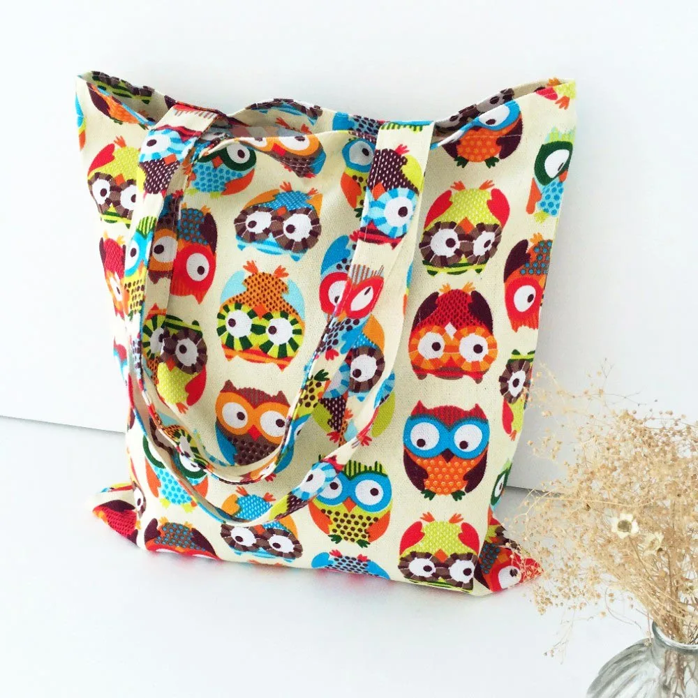 

1 PC Fashion Hot Women Canvas Cute Owl Pattern Shoulder Bag Shopping Travel New Nappy Bags