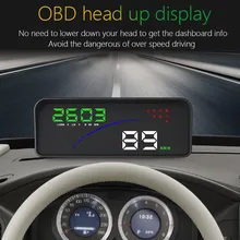 3,6 дюймов P9 OBDII Автомобильная приборная панель на ветровом стекле OBD2 порт дисплей окна экран скорость проектор Предупреждение ющая система лобовое стекло будильник с прожектором