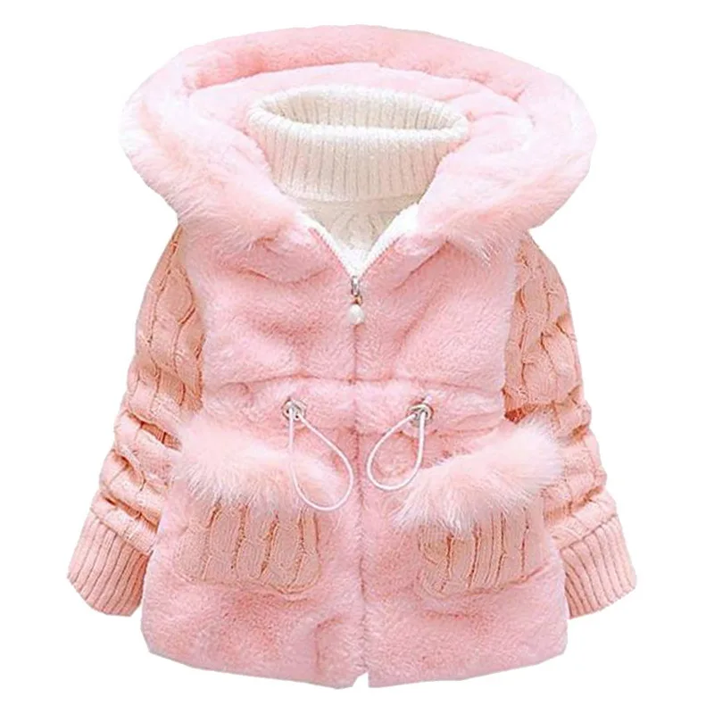 Shujin/Новинка года; зимняя одежда для маленьких девочек; хлопковое пальто; пышная теплая куртка; зимний комбинезон; детская куртка с меховым капюшоном; верхняя одежда