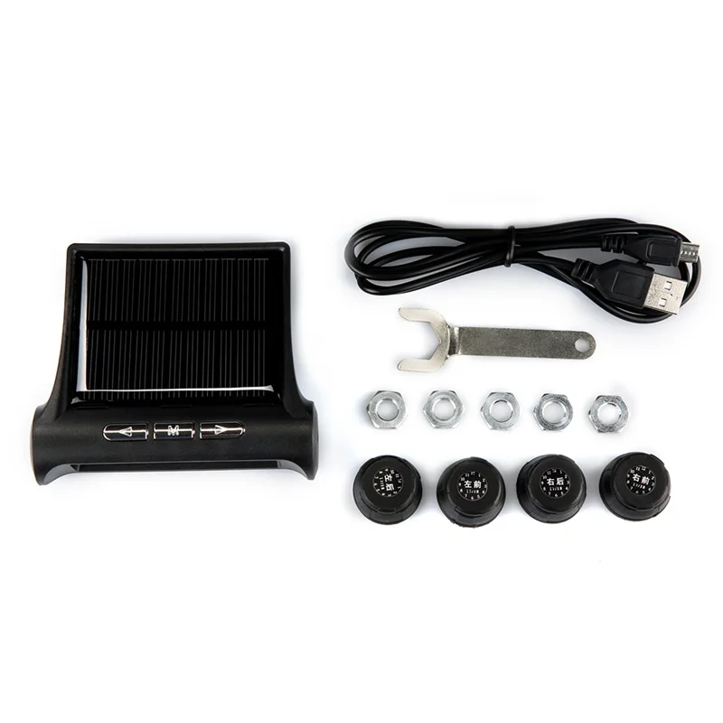 

Digital LCD Display Auto Security Alarm Systems Smart Car TPMS Tyre Pressure Monitoring System Solar Power Charging