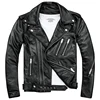 2022 Black Men Biker's Leather Jacket Double Diagonal Zipper Genuine Thick Cowhide Slim Fit Short Motorcycle Coat FREE SHIPPING ► Photo 1/6