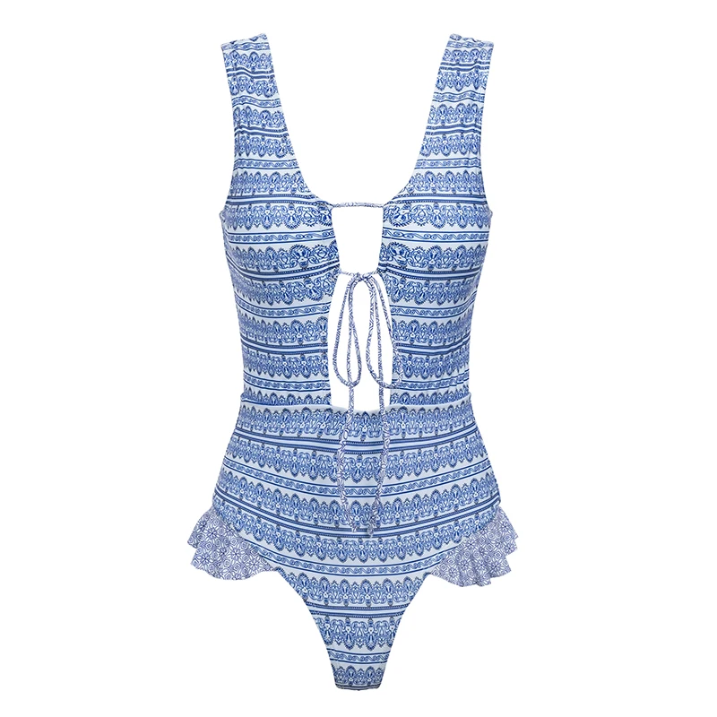 Bikinx Floral print bikinis 2018 mujer Sexy monokini bathing suit women bathers Push up 1 piece swimsuit ruffle swimwear bikini