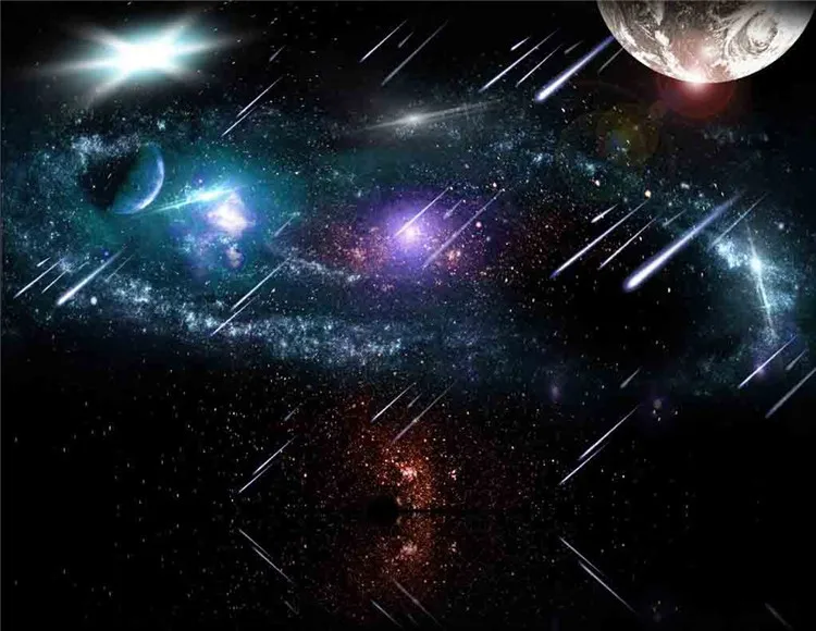 

Custom wallpaper 3D, Meteor sky universe earth space outside the galaxy wishing TV setting wall wallpaper