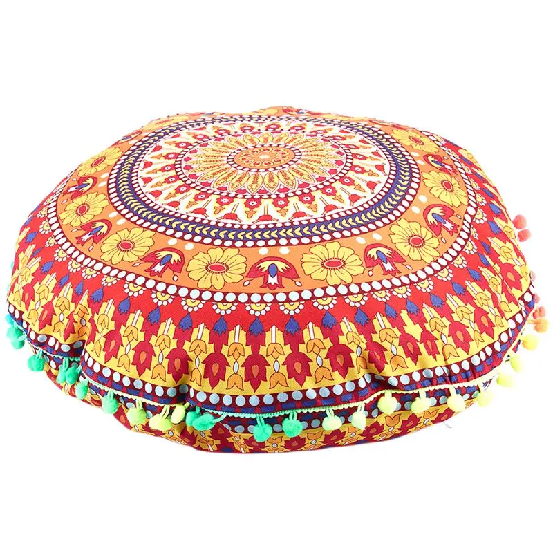 

Indian Mandala Floor Pillows Round Bohemian Cushion Cushions Pillows Case #13