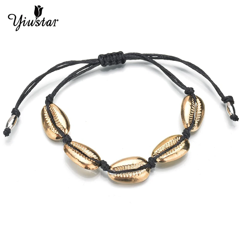 

Yiustar Colorful Hot Sale Handmade Natural Seashell Hand Knit Bracelet Shells Bracelets Women Accessories Lovely Strand Bracelet