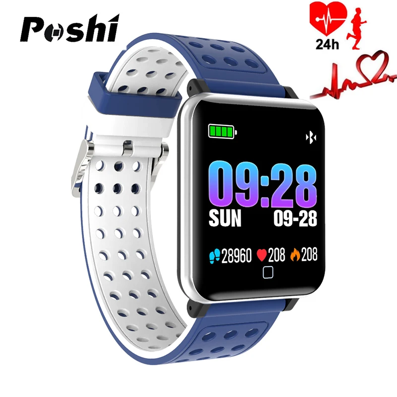 

POSHI Brand Men Sport Watch Luxury Smart Watch For Men Blood Pressure Sleep Monitor Digital Wristwatches Led Watches Android IOS