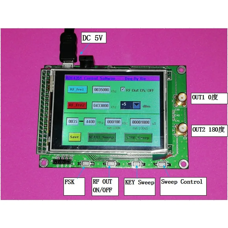 Модуль ADF4350 ADF4351 TFT цветной сенсорный экран STM32 Частотный источник сигнала|source
