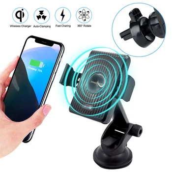 

10W Qi Wireless Charger Stand Infrared Induction + Touch Control with Suction Cup Bracket and Air Outlet Bracket for iPhone
