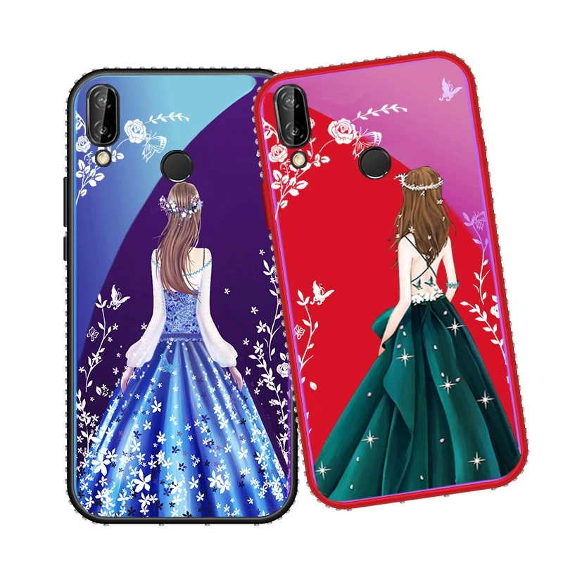 Для Huawei P20 plus Beauty Girl чехол из закаленного стекла для P20/P20 pro/Nova 3/Nova 3i/Nova 4 TPU edge
