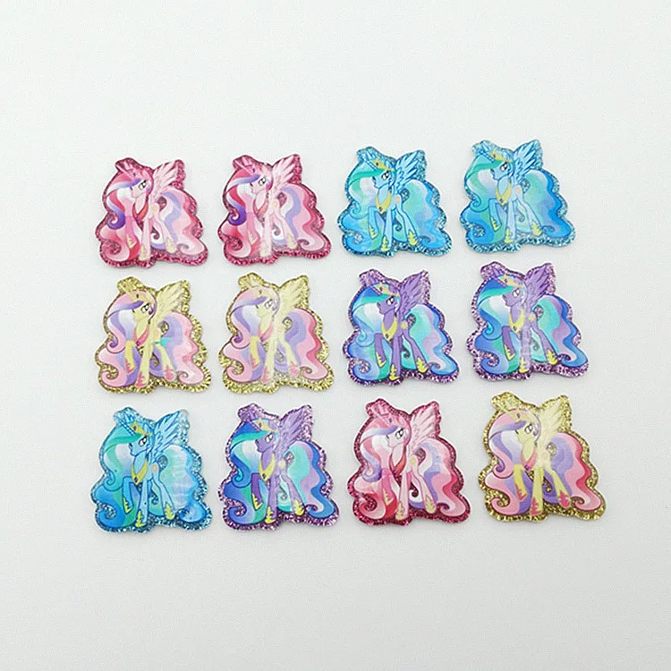 

10Pcs Glitter Unicorn Flatback Planar Resin Cabochon Cartoon Pony Flat Resins of Characters Diy Decoration Crafts Accessories