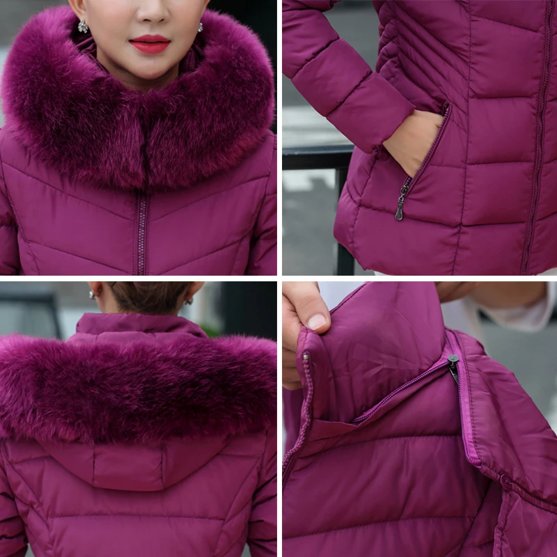 Short fur collar winter jacket women autumn cotton padded solid color womens parka with hood high quality female coat 2018