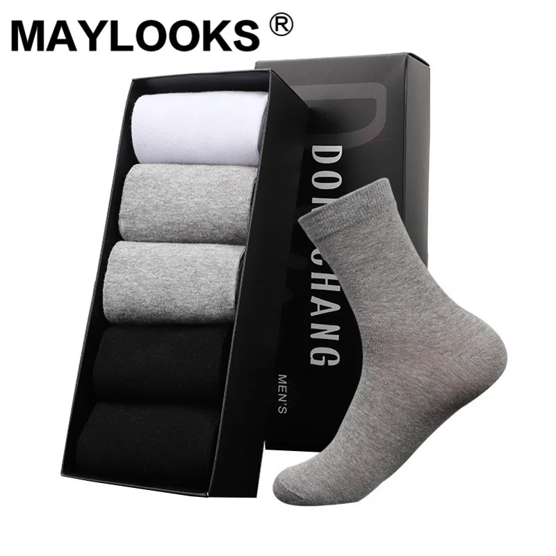 Maylook осень-зима новые мужские однотонные повседневные боксерские носки однотонные черные и белые Серые Хлопковые W262