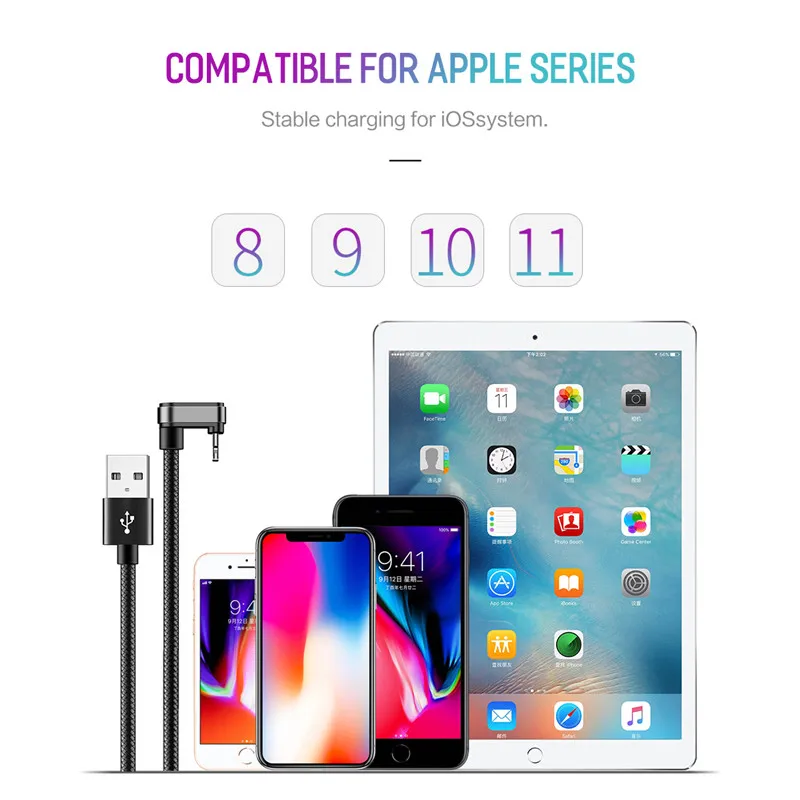  ROCK USB Kabel für iphone 2.1A Schnelle Lade Spiel Kabel Draht 180 Grad U-Förmigen Geflochtene Data