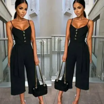

Women Clubwear Summer Sleeveless Spaghetti Strap Playsuit Bodycon Jumpsuit Loose Romper Ladies Party Jumpsuit