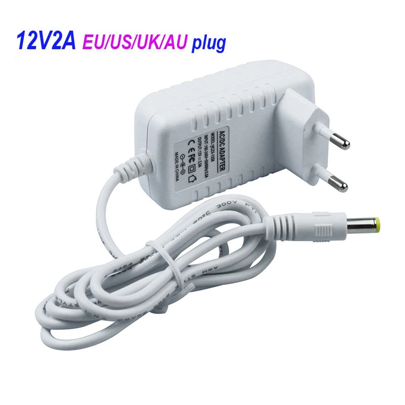 12V 2A адаптер питания Белый EU/UK/AU/US разъем AC110 220V к DC12V трансформатор для 3528