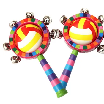 

Educational Wooden Baby Rattle Toys For Kids Baby Toy For Rainbow Colorful Environmental Handle Music Toys Bell