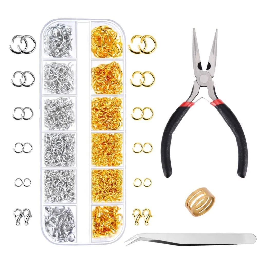 1200Pcs Open Jump Rings and Lobster Clasps Jewelry Findings Kit with Pliers for Making (Silver Gold) | Украшения и аксессуары