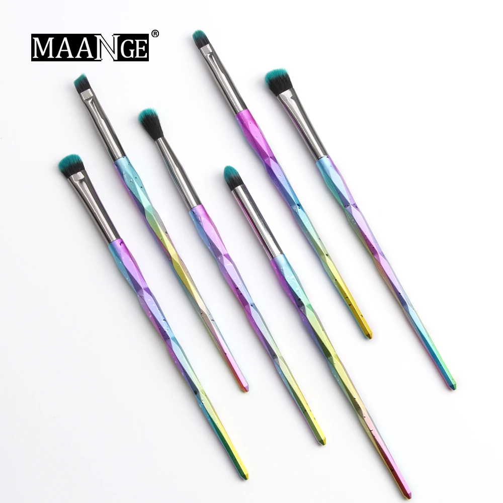 

MAANGE Diamond Rainbow 6Pcs Make Up Brush Set Colorful Eyeshadow Concealer Lip Brush Set Makeup Brushes Cosmetic Beauty Tool