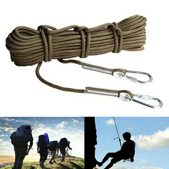 

Survival Climbing Auxiliary Rope Rescue Hiking Army Green Cord Carabiner Rappelling Safety Polypropylene fiber