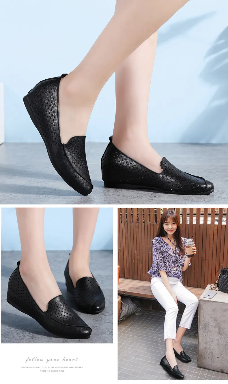 2019 New High Heels Women Shoes Casual Leather Platform Shoes Woman Wedges Shoes Loafers Heigh Increasing Zapatos Mujer (8)