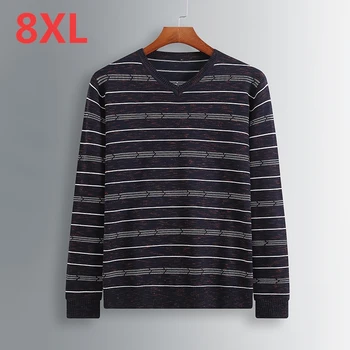 

spring and autumn 2018 new Plus size 8XL 7XL 6XL 5XL Brand Mens Sweaters New v-Neck Pullovers Patchwork Pattern Sweaters Men