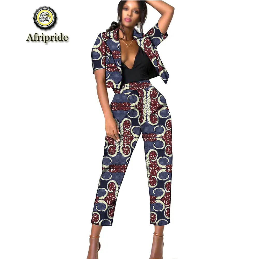 AFRIPRIDE африканская одежда для леди с принтом Дашики короткий топ и брюки нормкор/минимали платье для женщин S1926009