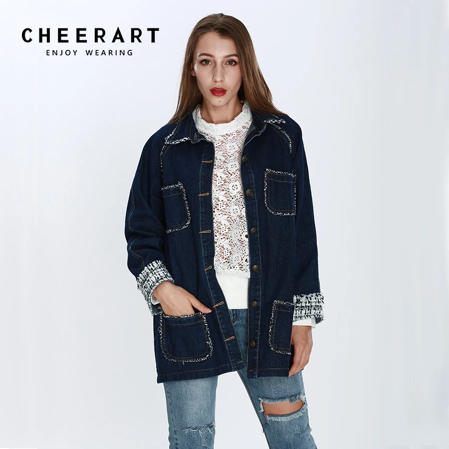 Buy Cheerart High Street Denim Jacket Women Blue Long