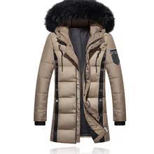 Утепленные мужские парки зимняя куртка мужские пальто мужская верхняя одежда с меховым воротником повседневное длинное хлопковое стеганое Мужское пальто с капюшоном