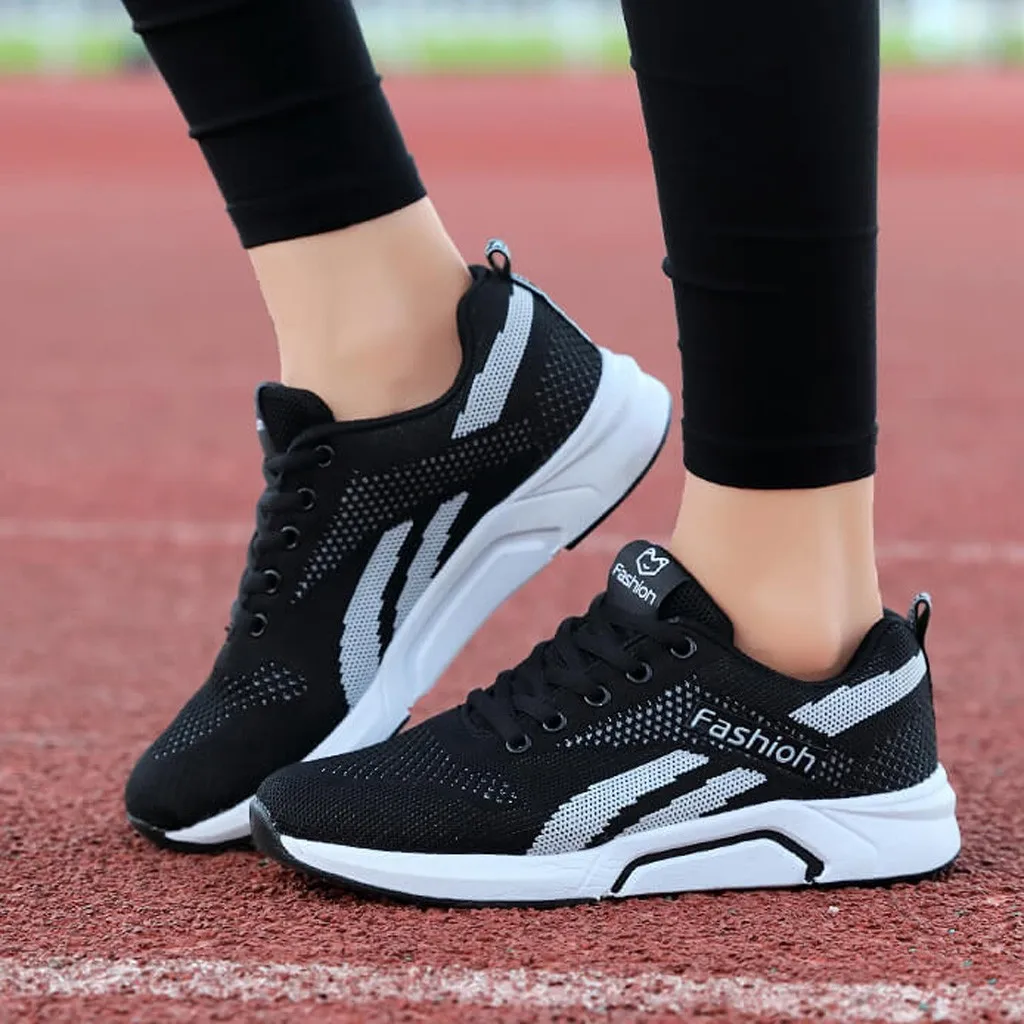 

KANCOOLD Women Flying Weaving Mesh Sneakers Casual Shoes Student Running Shoes mesh breathable cushioning Lace-Up sports shoes