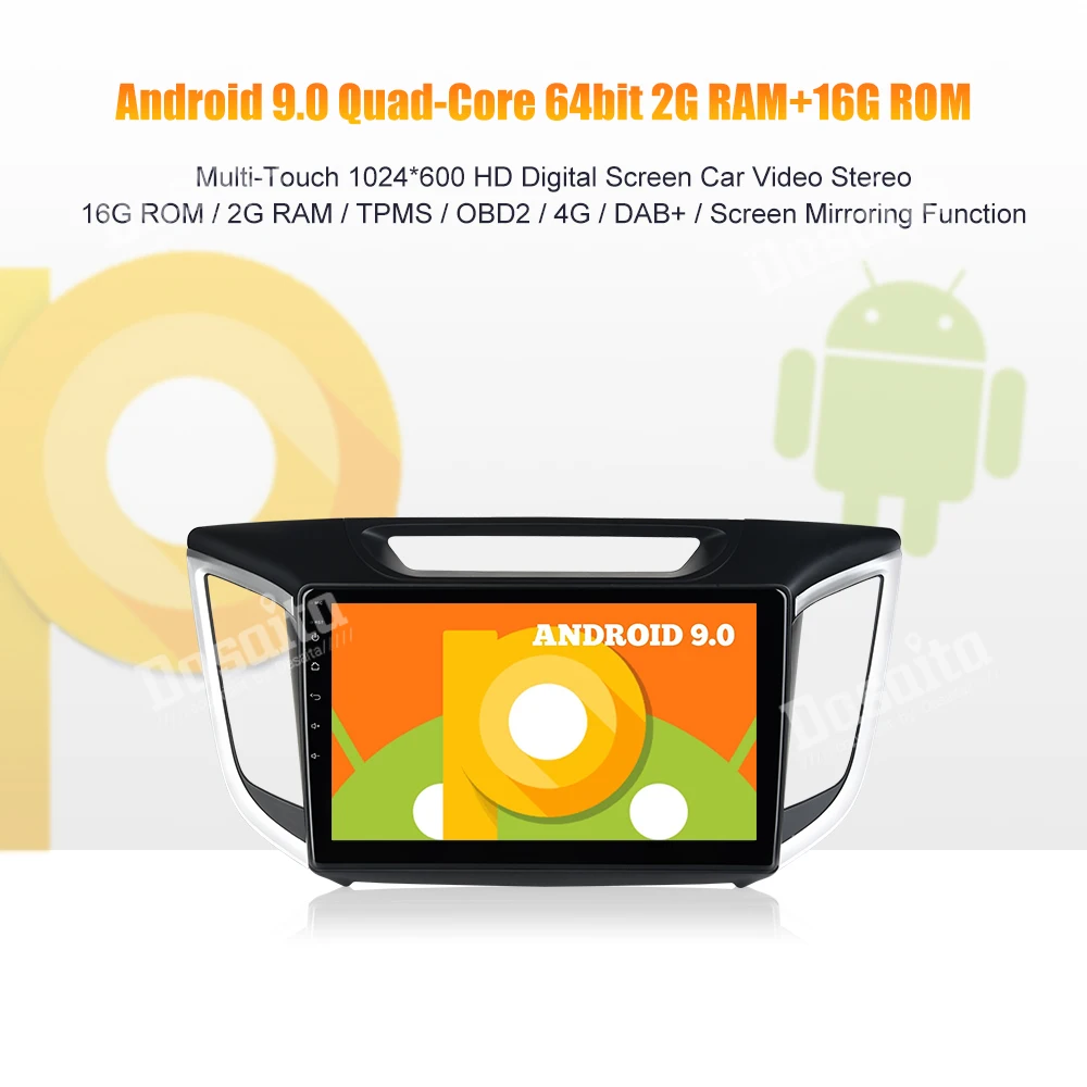 Sale Android 9.0 Car 1 din Stereo  for Hyundai IX25 2014 2015 2016  Car Radio Bluetooth 10.2"  IPS Multi Touch Screen 0