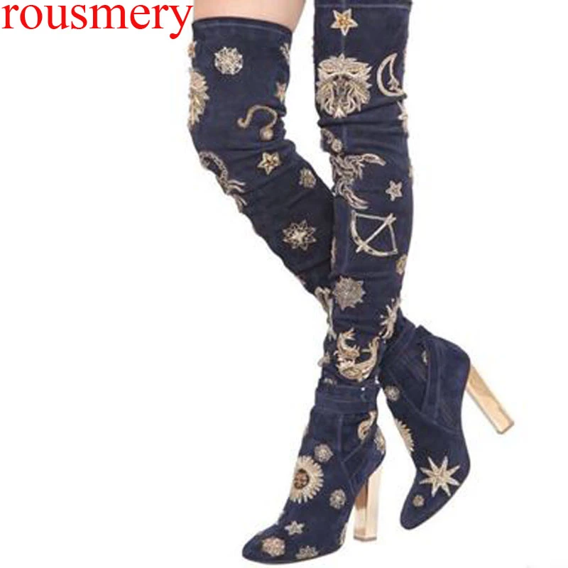 star and bee embroidered boots