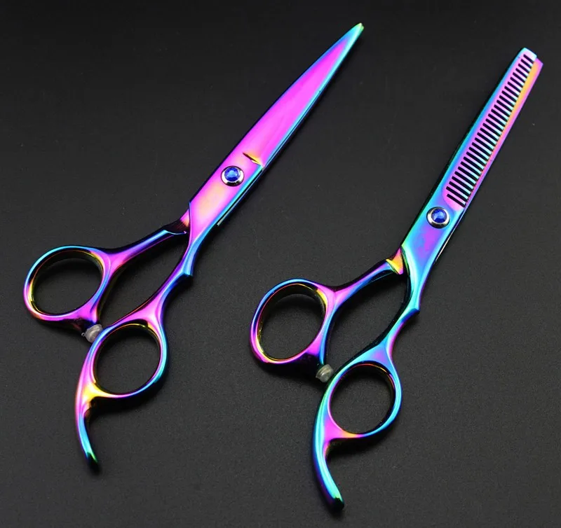 Профессиональные японские 440c 6,0 дюймовые фиолетовые ножницы для резки, филировочные Парикмахерские ножницы для стрижки волос, стильные парикмахерские ножницы, набор