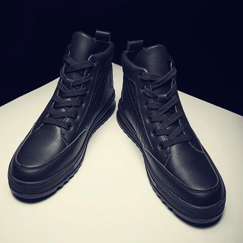 High Top Leather Walking Shoes Men Autumn Ankle Sports Shoes for Male Skid-proof Outdoor Walk Sneakers Lace-Up zapatillas hombre