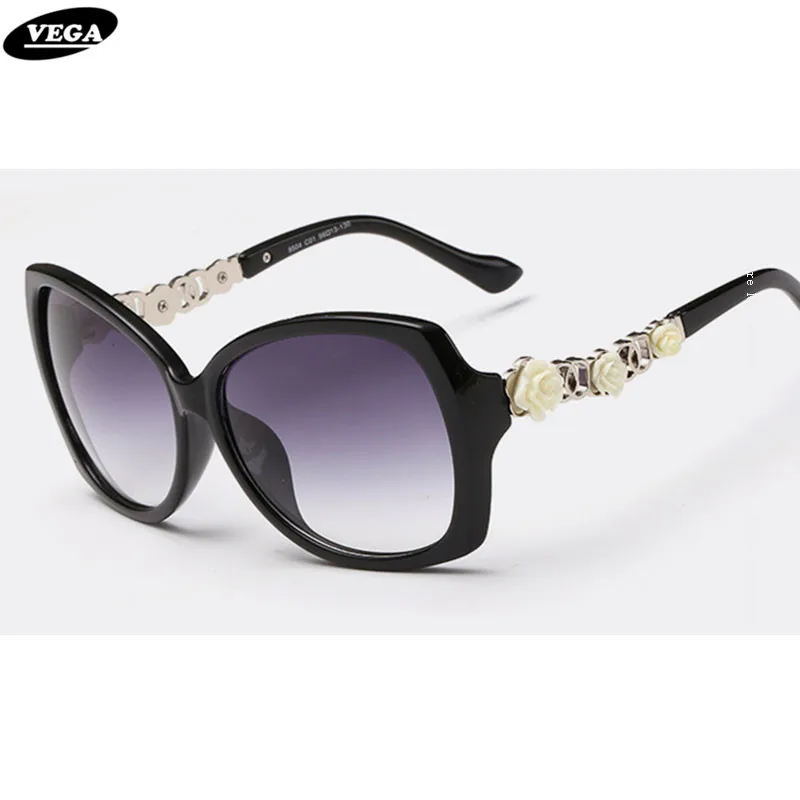 VEGA Ladies Latest Polarized Sunglasses Flowers Novelty Wraparound