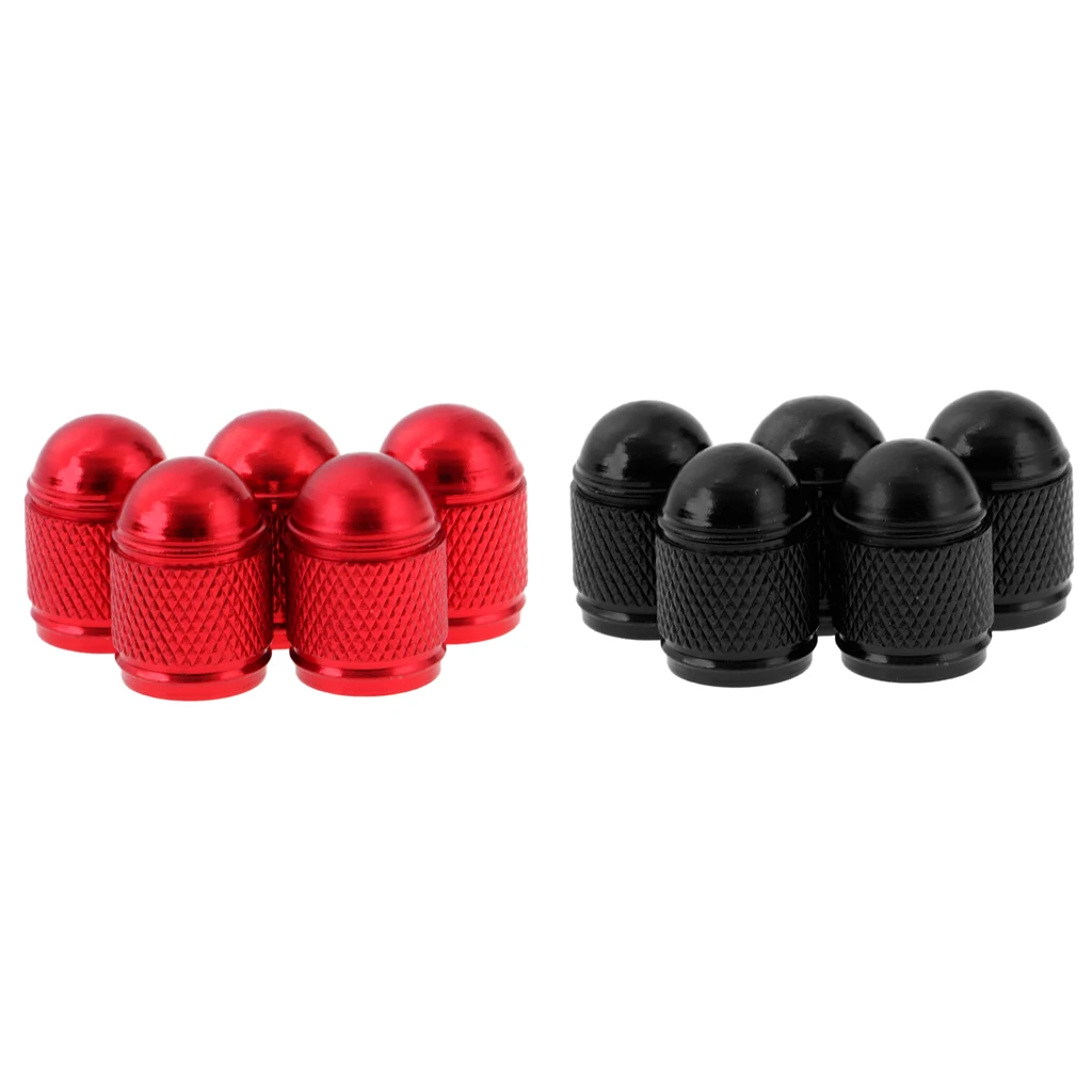 MagiDeal 10 Pieces Black Red Aluminum Bicycle Bike Cycling Schrader Air Valve Dust Cap Cover Accessories Bike Valve Cap