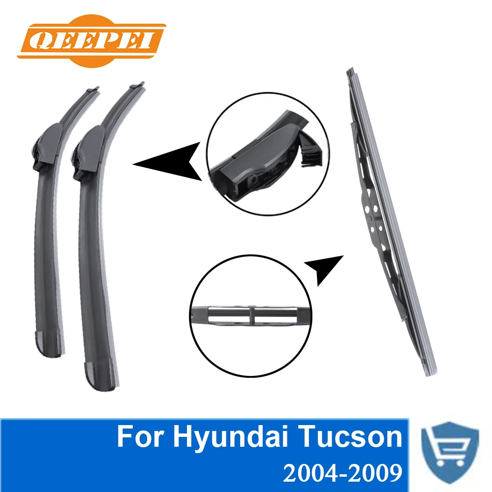 QEEPEI Front and Rear Wiper Blade no Arm For Hyundai Tucson 2004 2009