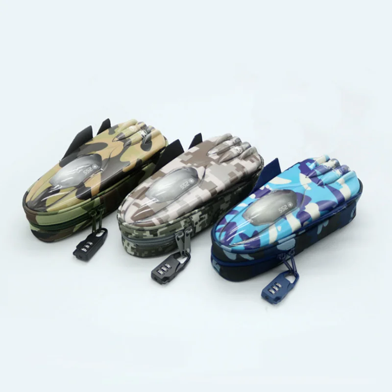 

Creative fighter Modeling pencil case large capacity canvas pen bag Cool stationery school supplies Cosmetic bag with Code Lock