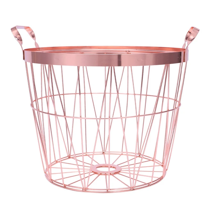 Rose gold Розовое золото металлическая многофункциональная корзина для хранения грязная одежда для ванной комнаты отделочная корзина переносные ручки Органайзер корзина - Цвет: Rose gold