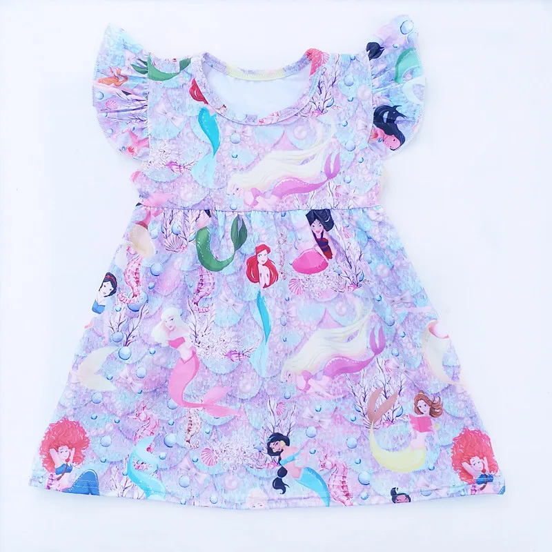 

Baby Girl Summer Dress Clothing Girl Mermaide Dress Children Girl Princess printed Dress Milk Silk Kids Boutique Summer Clothing