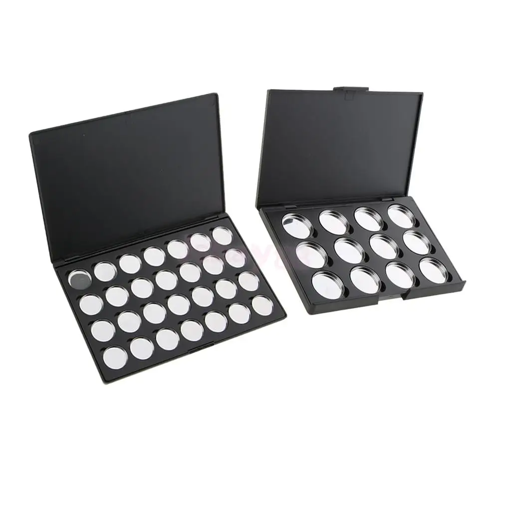 

2x Cosmetic Empty Magnetic Palette make up Box Eyeshadow Concealer Pressed Powder Blusher Lipstick Makeup Case Organizer Black