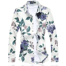 2017 Floral Camisa de Los Hombres M-5XL 6XL 7XL C6150 Camisas de Los Hombres Camisas de Vestir Camisas Hombre camisa Masculina Sociales